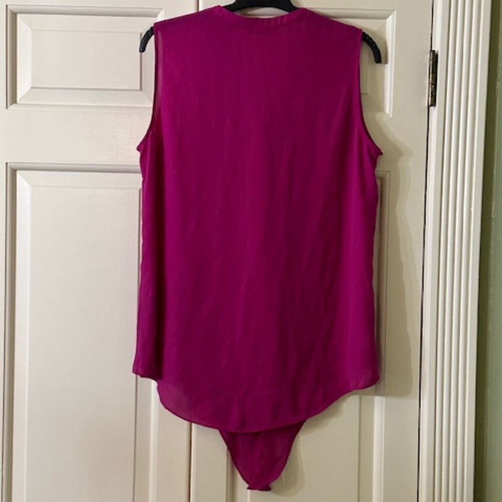 Fuchsia Sleeveless, Button Down Blouse - image 2